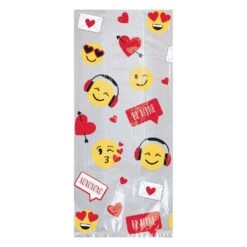 AMSCAN 9.5 In. X 4 In. X 2.25 In. Valentine's Day Emoji Small Cello Bag (20-Count 7-Pack)