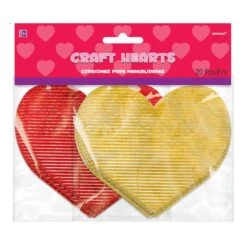 AMSCAN 3 In. Valentine's Day Red And Gold Corrugated Paper Metallic Heart Cutouts (20-Count, 5-Pack)