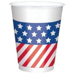 AMSCAN 4.5 In. Patriotic Printed Plastic Cups 16 Oz. (25-Count, 2-Pack)