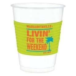 AMSCAN Summer 4 In. X 7 In. Multi-Color 16 Oz. Plastic Margaritaville Cups (3-Pack)