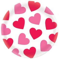 AMSCAN Hearts 13.5 In. X 13.5 In. Melamine Valentine's Day Round Platter (4-Pack)