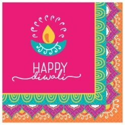AMSCAN 5 In. X 5 In. Multi-Color Diwali Paper Beverage Napkins (6-Pack)