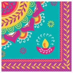 AMSCAN 6.5 In. X 6.5 In. Multi-Color Paper Diwali Lunch Napkins (5-Pack)