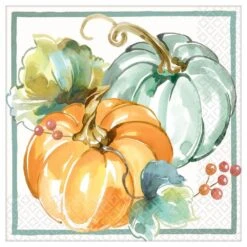 AMSCAN 6.5 In. X 6.5 In. Fall Multicolor Pastel Muted Autumn Paper Lunch Napkins (5-Pack)