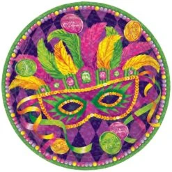 AMSCAN Masquerade 7 In. X 7 In. Prismatic Mardi Gras Plates (5-Pack, 8-Count)