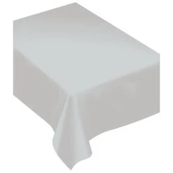 AMSCAN 80 In. X 60 In. Silver Fabric Everyday Table Cover (2-Pack)