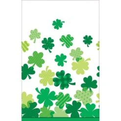 AMSCAN Blooming Shamrock 54 In. X 102 In. Plastic St. Patrick's Day Table Cover (3-Pack)