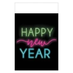 AMSCAN 102 In. X 54 In. Black New Year's Glow Plastic Table Cover (3-Pack)