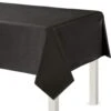 AMSCAN 54 In. X 108 In. Jet Black Flannel-Backed Vinyl Table Cover (2-Piece)