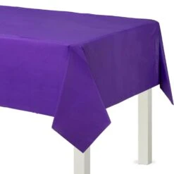 AMSCAN 54 In. X 108 In. New Purple Flannel-Backed Vinyl Table Cover (2-Piece)