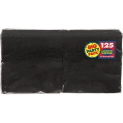 AMSCAN Big Party Pack 6.5 In. X 6.5 In. Black Paper Birthday Lunch Napkin (125-Count, 4-Pack)