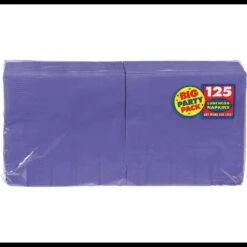 AMSCAN Big Party Pack 6.5 In. X 6.5 In. Purple Paper Birthday Lunch Napkin (125-Count, 4-Pack)