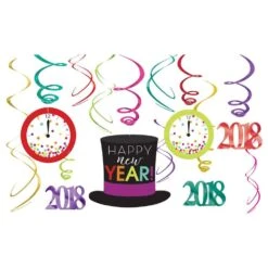 AMSCAN 9.5 In. X 10 In. New Year's Jewel Tone Swirl Decorations Value Pack (12-Count, 3-Pack)