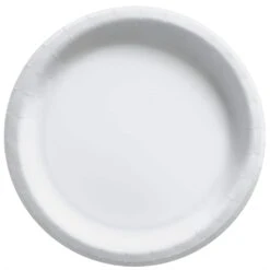 AMSCAN 10 In. X 10 In. Frosty White Round Paper Plates (100-Piece)