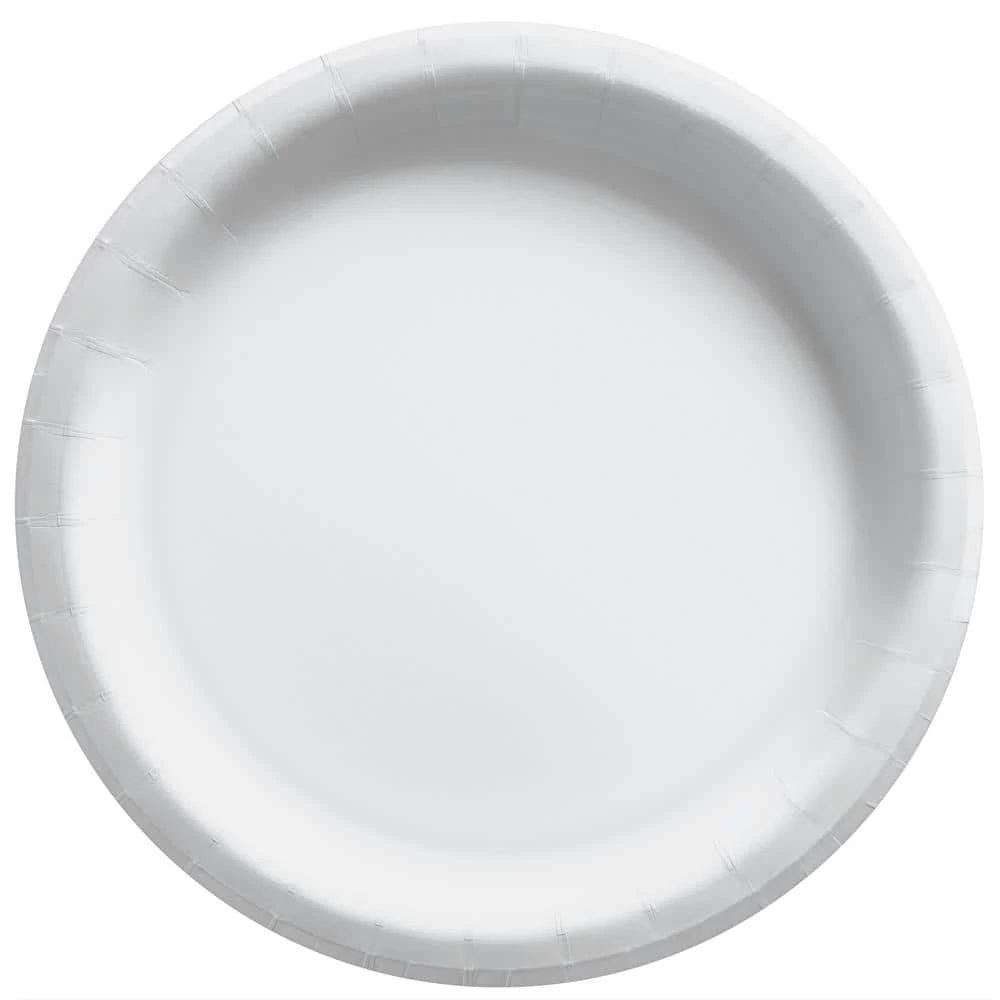 AMSCAN 10 In. X 10 In. Frosty White Round Paper Plates (100-Piece) 1 AMSCAN 10 In. X 10 In. Frosty White Round Paper Plates (100-Piece)