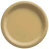 AMSCAN 10 In. X 10 In. Gold Round Paper Plates (100-Piece)