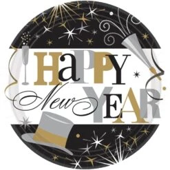 AMSCAN New Year's 7 In. X 7 In. Multicolor Elegant Celebration Plates