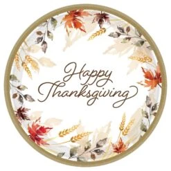 AMSCAN Classic 7 In. Multi-Color Thanksgiving Round Paper Plates (2-Pack)