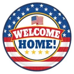 AMSCAN 9 In. X 9 In. Welcome Home Round Paper Plate (18-Count, 3-Pack)
