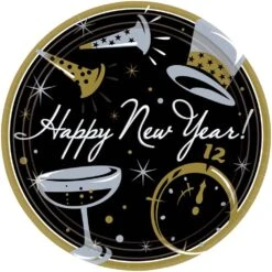 AMSCAN New Year's 9 In. Black Tie Affair Plates (50-Count, 2-Pack)