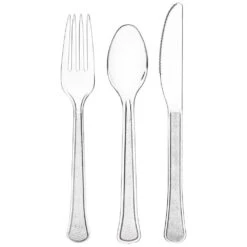 AMSCAN Boxed Heavy Weight Clear Cutlery Assortment (400-Piece)