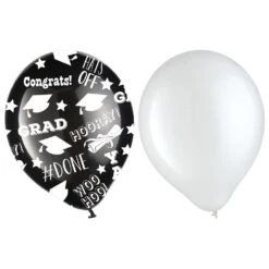 AMSCAN 12 In. Black Graduation Balloons (4-Pack)