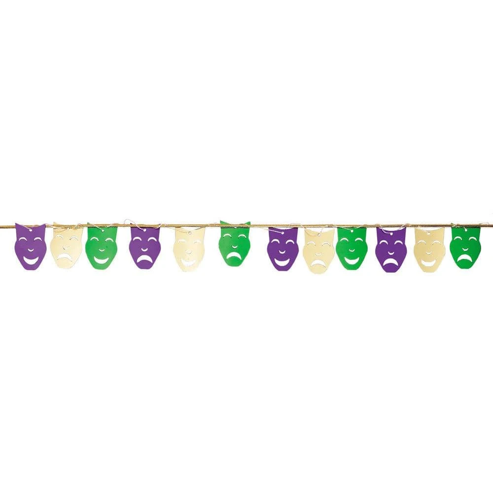 AMSCAN 9 Ft. Mardi Gras Foil Mask String Garland (3-Pack) 1 AMSCAN 9 Ft. Mardi Gras Foil Mask String Garland (3-Pack)