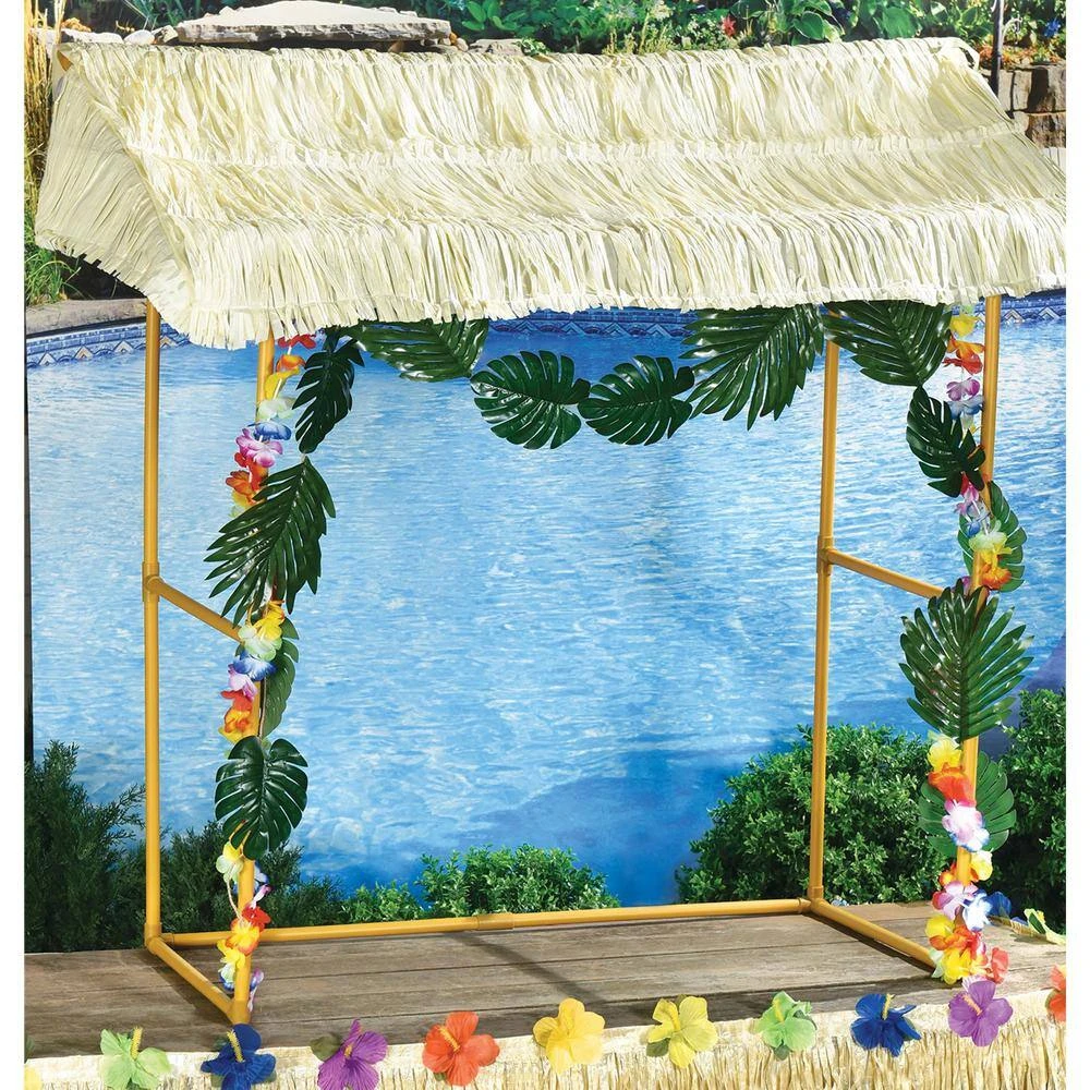 AMSCAN 53 In. X 52 In. Multi-color Plastic Tabletop Tiki Bar Hut 2 AMSCAN 53 In. X 52 In. Multi-color Plastic Tabletop Tiki Bar Hut - Image 2