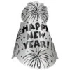 AMSCAN New Year's 9 In. Silver Glitter Foil Cone Hat (12-Pack)