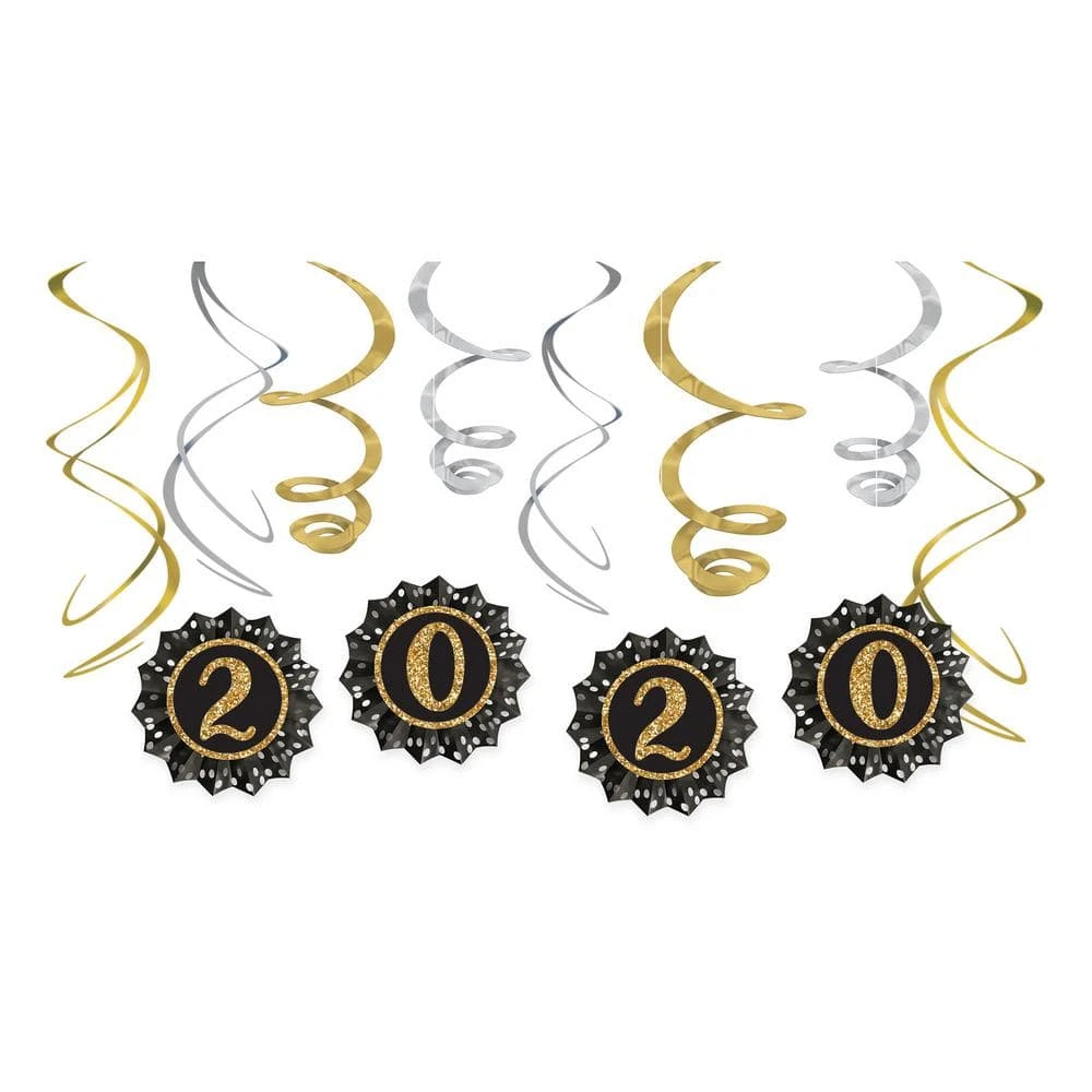 AMSCAN Multi-Color Happy New Year Foil Plastic Top Hat Assortment 1 AMSCAN Multi-Color Happy New Year Foil Plastic Top Hat Assortment