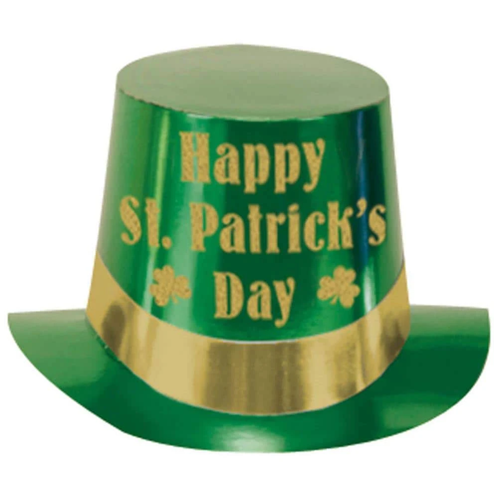 AMSCAN Green And Gold Foil Happy St. Patrick's Day Top Hat (5-Pack) 1 AMSCAN Green And Gold Foil Happy St. Patrick's Day Top Hat (5-Pack)