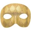 AMSCAN Gold Plastic Glitter Harlequin Mardi Grass Masquerade Mask (6-Pack)