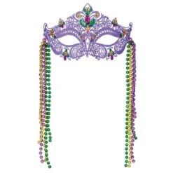 AMSCAN Green, Purple And Gold Metal Mardi Gras Filigree Mask