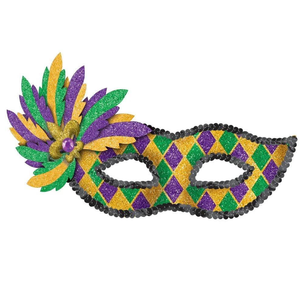 AMSCAN Green, Purple And Gold Glitter Harlequin Mardi Gras Masquerade Mask (2-Pack) 1 AMSCAN Green, Purple And Gold Glitter Harlequin Mardi Gras Masquerade Mask (2-Pack)