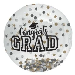 AMSCAN 24 In. Graduation Large Inflatable Confetti Autograph Ball (3-Pack)