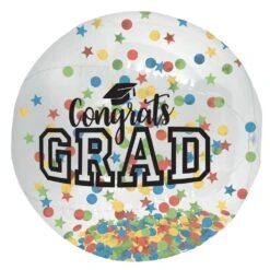 AMSCAN 24 In. Multi-Color Graduation Large Inflatable Confetti Autograph Ball (3-Pack)