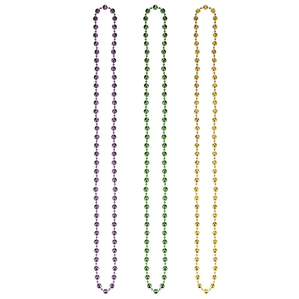 AMSCAN Green, Purple And Gold Plastic Mardi Gras Disco Ball Bead Necklaces (3-Count, 4-Pack) 1 AMSCAN Green, Purple And Gold Plastic Mardi Gras Disco Ball Bead Necklaces (3-Count, 4-Pack)