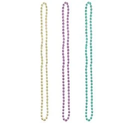 AMSCAN Green, Purple And Gold Plastic Mardi Gras Bead Necklaces (8-Count, 4-Pack)
