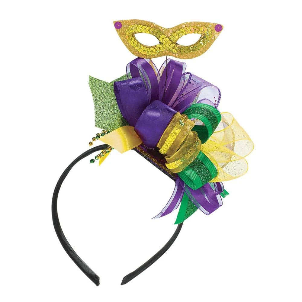 AMSCAN Green, Purple And Gold Mardi Gras Fascinator Headband (2-Pack) 1 AMSCAN Green, Purple And Gold Mardi Gras Fascinator Headband (2-Pack)
