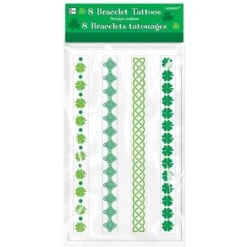 AMSCAN St. Patrick's Day Bracelet Tattoos (8-Count, 6-Pack)