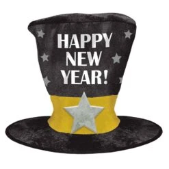 AMSCAN New Year's 12 In. Black Silver And Gold Oversized Top Hat (2-Pack)