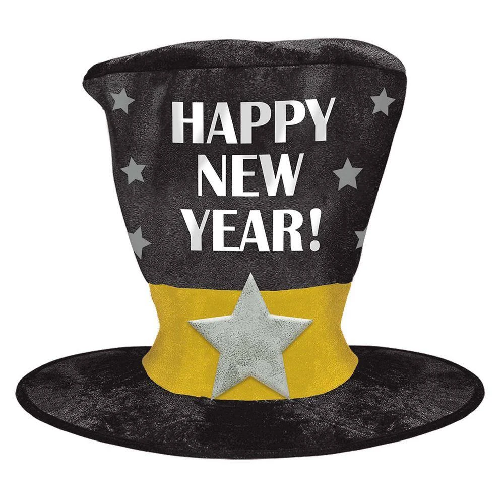 AMSCAN New Year's 12 In. Black Silver And Gold Oversized Top Hat (2-Pack) 1 AMSCAN New Year's 12 In. Black Silver And Gold Oversized Top Hat (2-Pack)