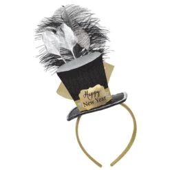 AMSCAN New Year's 10 In. Black, Silver And Gold Top Hat Fascinator (2-Pack)