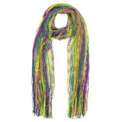 AMSCAN Green, Purple And Gold Glitter Mardi Gras Striped Scarf (2-Pack)