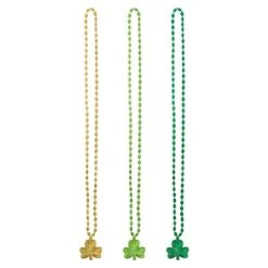 AMSCAN Green Shamrock Pendant St. Patrick's Day Beaded Necklaces (3-Count, 6-Pack)