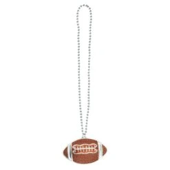 AMSCAN Football Brown Plastic Pendant Necklace (4-Pack)