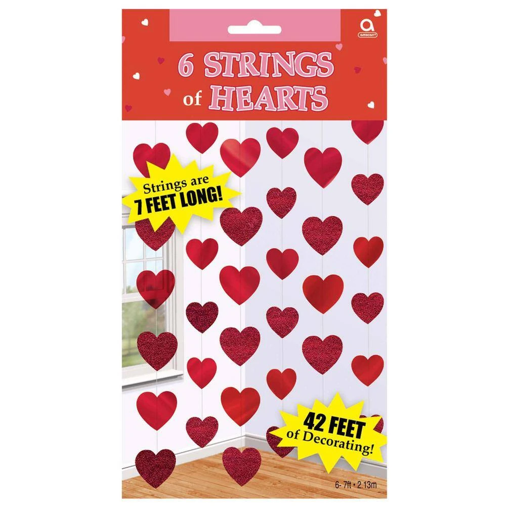 AMSCAN 84 In. Valentine's Day Hearts String Decorations (6-Count, 3-Pack) 1 AMSCAN 84 In. Valentine's Day Hearts String Decorations (6-Count, 3-Pack)