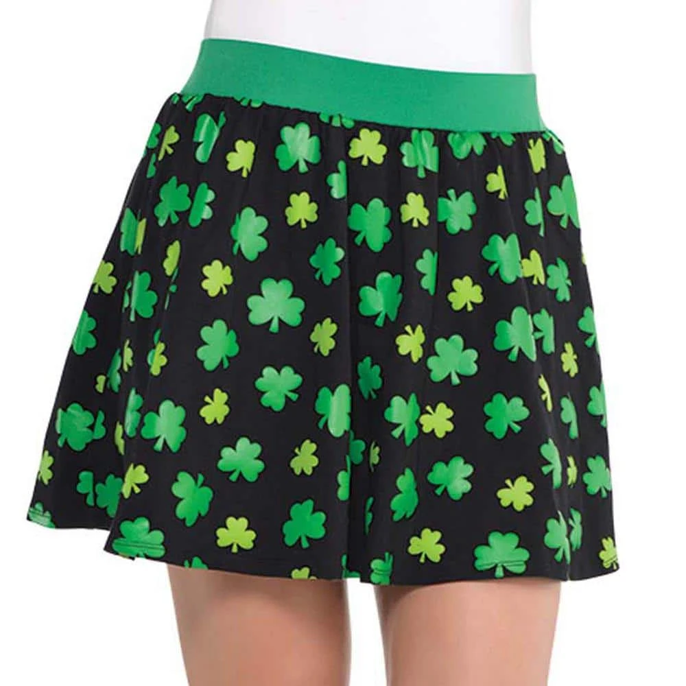 AMSCAN Black Cotton Polyester Blend Shamrock St. Patrick's Day Skirt 1 AMSCAN Black Cotton Polyester Blend Shamrock St. Patrick's Day Skirt