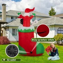 7 Ft. Christmas Inflatable Socks With Santa Outdoor Christmas Decorations Blow Up Yard Decoration With LED Lights -The Home Depot Shop avatar controls christmas inflatables c011i fa 1000