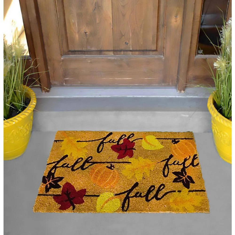 Welcome Fall Leaves Multi 18 In. X 30 In. Coir Non-Slip Indoor Outdoor Door Mat 1 Welcome Fall Leaves Multi 18 In. X 30 In. Coir Non-Slip Indoor Outdoor Door Mat